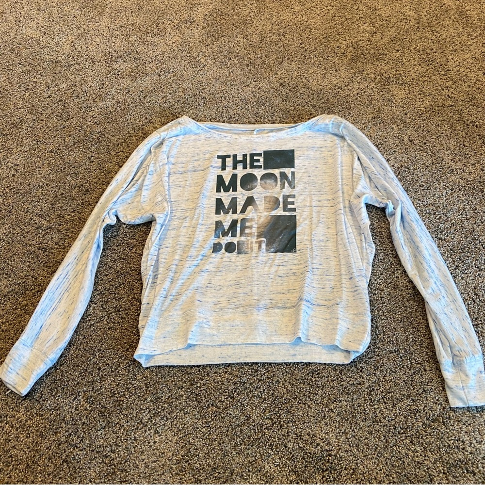 The moon made me do it blue long sleeve top shirt yoga spiritual